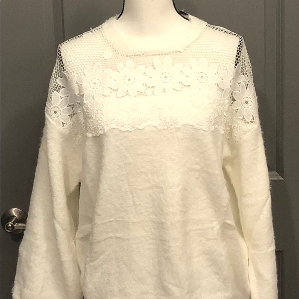 Forever 21 Fuzzy Flower Sweater - Picture 2 of 5
